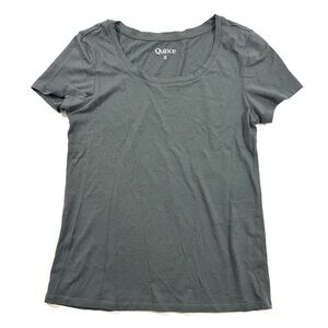 Quince Round Neck Basic Tee Shirt Grey Size Small